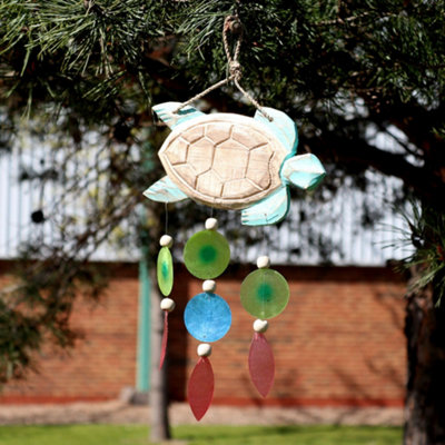 Serenityy Aqua Turtle Driftwood Wind Chime With Copis DropAqua90G from B&Q