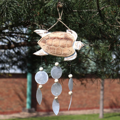 Serenityy Whitewash Turtle Driftwood Wind ChimeNatural Copis Drop from B&Q