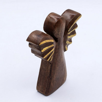 Serenityy Medium Mango Wood Angel Decorative FigurineHand-Carved Mango Wood With Gold Wings16Cm from B&Q