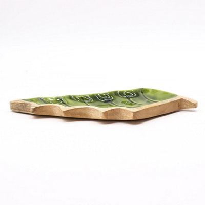 Serenityy Lost In The Forrest Enamel Leaf Wooden Bowl33Cm X 17CmMango Wood. from B&Q