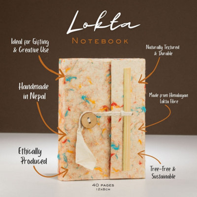 Serenityy Lokta And Mixed Colour Cotton Mini Notebook 12 X 8 Cm 40 Leaves from B&Q
