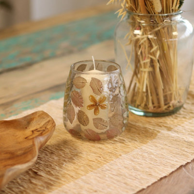 Serenityy Primavera Natural Floral Vase Candle HolderRecycled Glass With Dried Flowers12X11Cm from B&Q