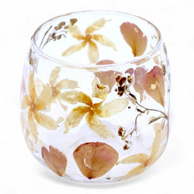 Serenityy Natural Floral Glass Straight Candle Holder Rosa 8X8Cm from B&Q