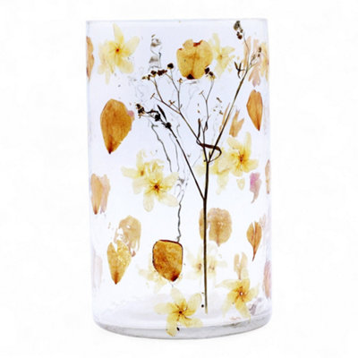 Serenityy Natural Floral Glass Tall Vase Candle HolderRoseRecycled Clear Glass 19X11Cm from B&Q