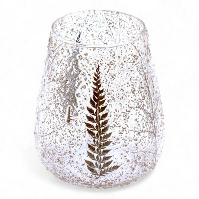Serenityy Natural Floral Glass Large Bowl Candle Holder Pino 15X12Cm