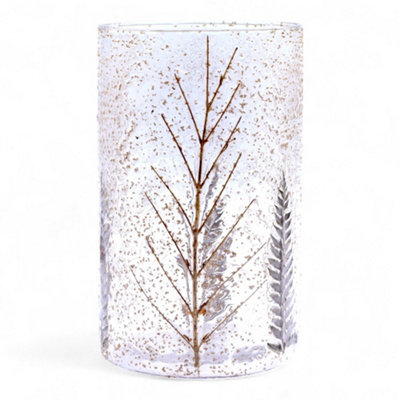 Serenityy Natural Floral Glass Pino Tall Vase Candle HolderRecycled Clear Glass 19X11Cm from B&Q