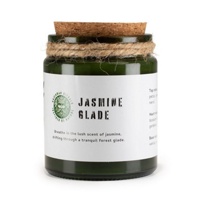 Serenityy Greenman Woodwick Soy CandleJasmine Glade150GGreen Glass Jar With Cork Lid from B&Q