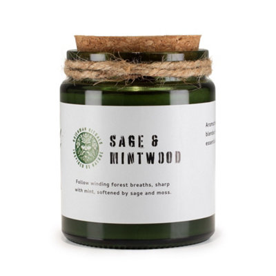 Serenityy Herbal Mint & Sage Soy Wax Candle 150GWoodwickGlass Jar26Hr Burn TimeHand Poured from B&Q