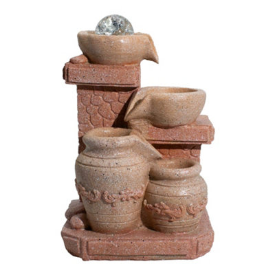 Serenityy Mediterranean Cascading Pots Tabletop Water FeatureTerracotta19 X 14 X 27 Cm from B&Q