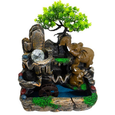 Serenityy Elephants In Love Tabletop Water Feature With Crystal BallLight And Watermill30 X 20 X 35 Cm from B&Q