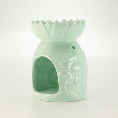 Serenityy Ceramic Sunflower Oil BurnerPastel GreenGloss Finish from B&Q