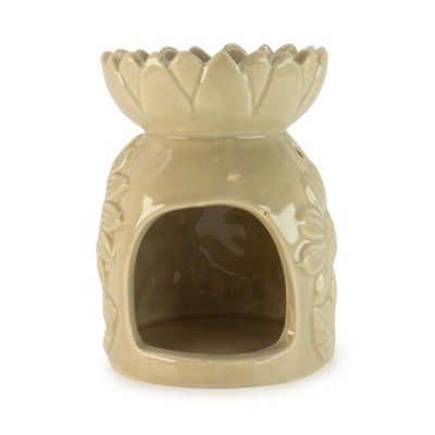Serenityy Ceramic Sunflower Oil Burner In Pastel BeigeFlower DishTealight HeatedDecorative Ceramic from B&Q