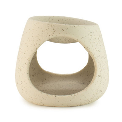 Serenityy Ceramic Zen Oil BurnerRound Pebble Shape In Speckled Off-White210GEach from B&Q