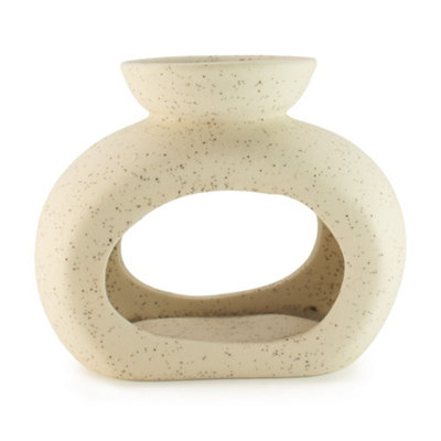 Serenityy Ceramic Zen Oil BurnerOval Pebble ShapeSpeckled Off-WhiteTealight Oil Burner For Oils And Wax Melts from B&Q