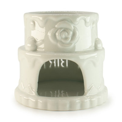 Serenityy Ceramic Cake Oil BurnerWhite Glossy Birthday Diffuser from B&Q