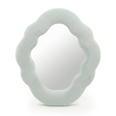 B&Q -  Soft Squiggly Mirror Cloud BlueVelvet Framed Cloud Shape 28X24X2.3Cm