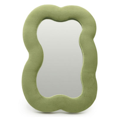 B&Q -  Soft Squiggly Mirror Large Cloud Moss Green 33.4X23.5X2.3Cm