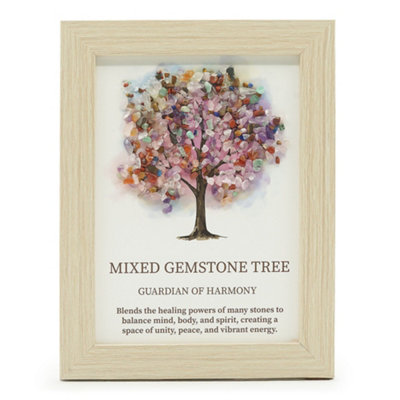 Serenityy Gemstone Picture Tree Of LifeMixed Genuine Gemstone ChipsWood-Effect Frame20 X 14.7 X 1 Cm from B&Q