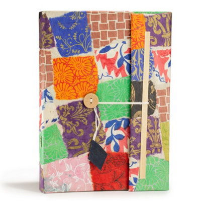 Serenityy Lokta Patchwork NotebookLarge45 LeavesIncludes BookmarkHandcrafted from B&Q