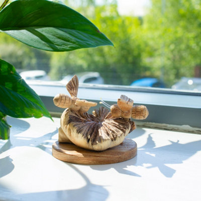 Serenityy Handmade Wood CarvingNectar-Drinking Hummingbird On Parasite Wood Base from B&Q