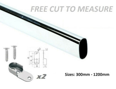 REJS Wardrobe Hanging Rail With End Support And ScrewsOvalUp To 1200mm from B&Q