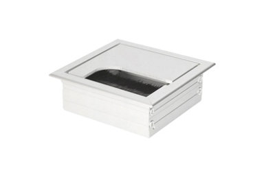 REJS Metal Desk Cable Grommet80X80 mmWhiteSquare from B&Q