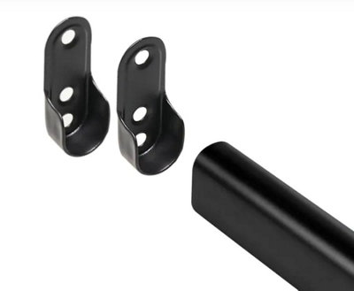 REJS Wardrobe Hanging Rail With End Support And ScrewsOvalUp To 1200mmBlack from B&Q