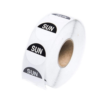 We Can Source It Ltd Sunday Day Dot Food Labels Black 1000 RollRemovable Adhesive Stickers With Dispenser For KitchensCatering from B&Q