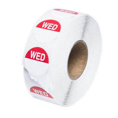 We Can Source It Ltd Wednesday Day Dot Food Labels Red 1000 Roll Removable Adhesive Stickers With Dispenser For KitchensCatering from B&Q