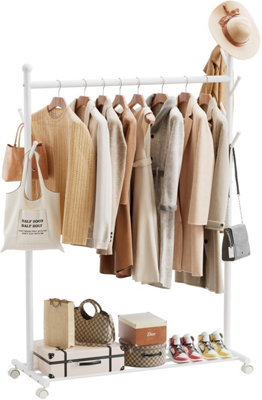 B&Q -  50Kg  Clothes Rail Collection Portable Heavy Duty Load Clothes Rack With Storage Shelf Metal Clothing  Stainless Steel