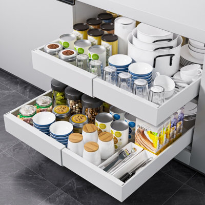 Appaso Expandable Pull Out Cabinet OrganizerSlide Out Drawers For Kitchen Cabinets (White2Pc,52Cm Deep) from B&Q
