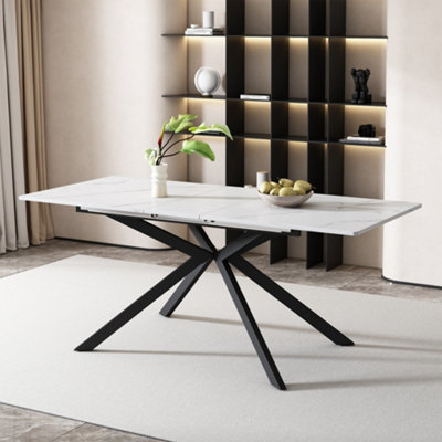 Matteo Extendable Dining Table150-180CmBlack & White Marble EffectCross Leg. Doubles As Coffee Table. from B&Q