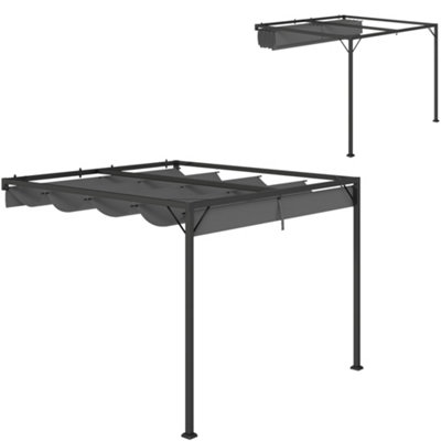 Matteo 3X3M Grey Retractable Sliding Canopy PergolaUv & Rain Resistant Garden Shade from B&Q