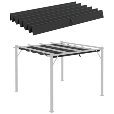 Matteo Dark Grey Retractable Pergola Canopy Fabric For 3X3M Gazebo (Outsunny 84C-054Bk Compatible) from B&Q