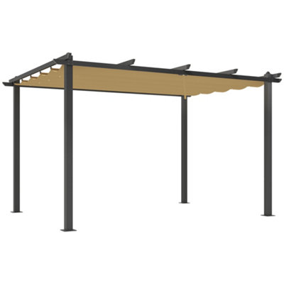 Matteo 3X4M Aluminium Pergola With Retractable Khaki RoofStylish Garden Shade & Outdoor Living from B&Q