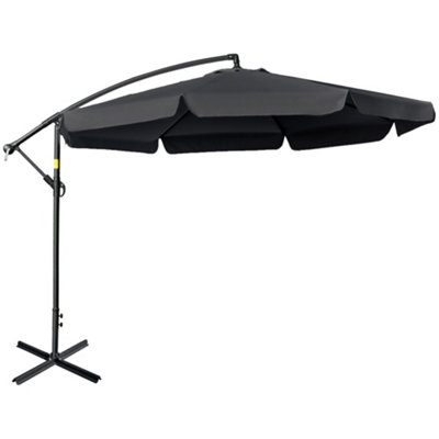Matteo 2.7M Black Cantilever Garden Parasol With Crank Handle & Cross BasePerfect For Outdoor Shade & Dining from B&Q