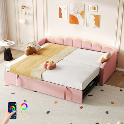 Matteo Pink Velvet Sofa Bed With Rgb Led3Ft Single Trundle DaybedPetal Shape Design from B&Q