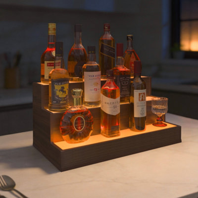 Matteo Walnut Led Lighted 3-Step Liquor Bottle Display ShelfApp & Remote Controlled from B&Q