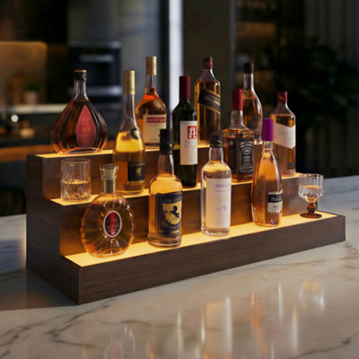 Matteo 3-Step Led Liquor Bottle Display ShelfWalnut EffectApp/remote Control95Cm from B&Q