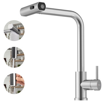 Blylund Waterfall Kitchen Faucet Brushed Nickel3 Function Kitchen Sink Tap from B&Q