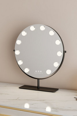 Matteo 40Cm Round Hollywood Vanity Mirror With 12 Dimmable Leds10X Magnifier & Matte Black Frame from B&Q