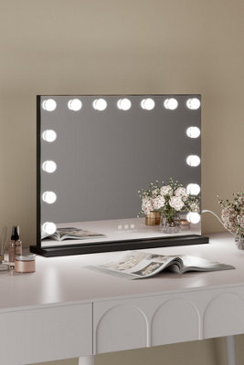 B&Q -  58X48Cm Hollywood Vanity Mirror With Dimmable Led Lights & Usb Ports