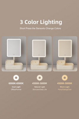 B&Q -  Led Hollywood Vanity Mirror With Storage OrganiserDimmable3 Colour Modes