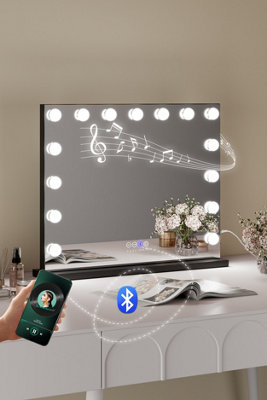 Matteo Unisex Black Industrial Hollywood Led Makeup Mirror With Bluetooth & Speaker Phone In - Image 6