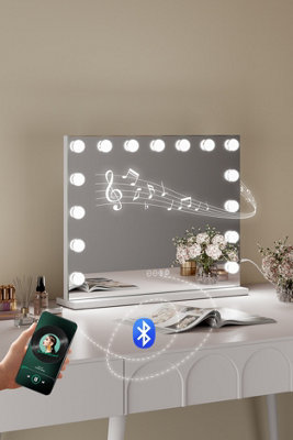 Matteo White Hollywood Vanity Mirror - Bluetooth Dimmable Led Lights - Image 6