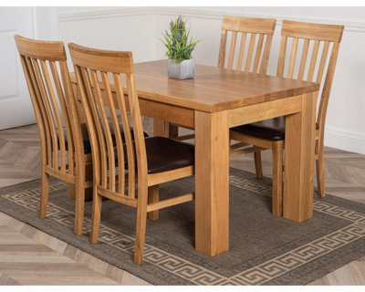 That's Furniture Dakota 127 X 82 Cm Chunky Oak Small Dining Table And 4 Chairs Dining Set With Harvard Chairs from B&Q