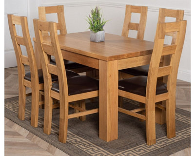 That's Furniture Dakota 127 X 82 Cm Chunky Oak Small Dining Table And 6 Chairs Dining Set With Yale Chairs from B&Q