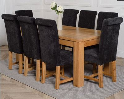 That's Furniture Dakota 182 X 92 Cm Chunky Oak Large Dining Table And 8 Chairs Dining Set With Washington Black Fabric Chairs from B&Q