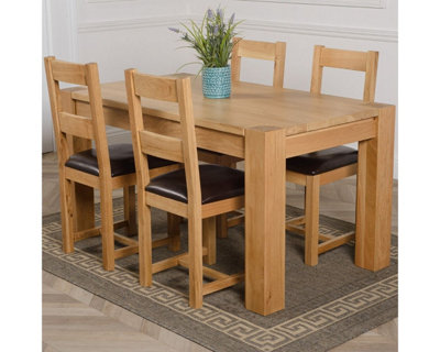 That's Furniture Kuba 150 X 85 Cm Chunky Medium Oak Dining Table And 4 Chairs Dining Set With Lincoln Chairs from B&Q
