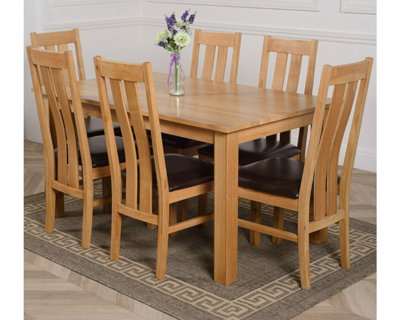 That's Furniture Oslo 150 X 90 Cm Medium Oak Dining Table And 6 Chairs Dining Set With Princeton Chairs Brown